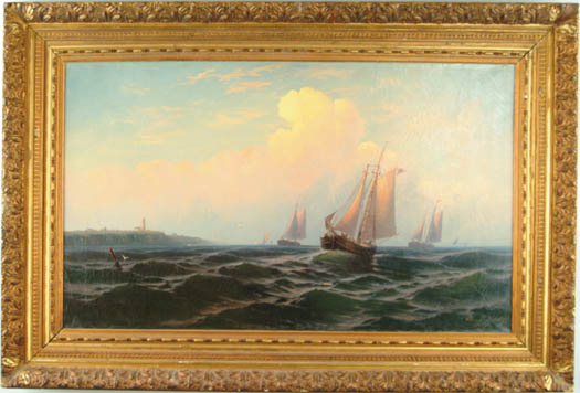 Appraisal: EMIL KURTZ th Century ROUNDING A BOSTON LIGHTHOUSE Large oil