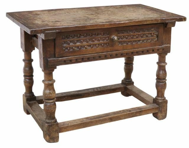 Appraisal: Spanish Colonial console table early th c rectangular top over