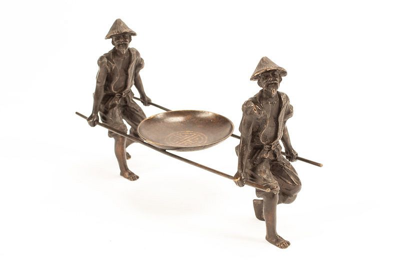 Appraisal: A Japanese Bronze Figural Stand Height x width inches A