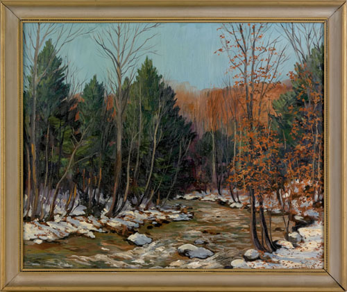 Appraisal: Harry M Book American - oil on canvas landscape with