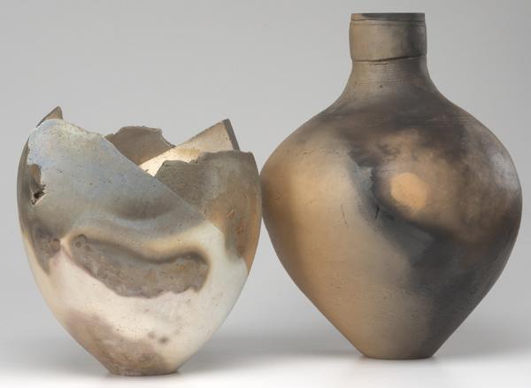 Appraisal: ROBERTA MARKS Raku-fired classically-shaped vase together with another vase by