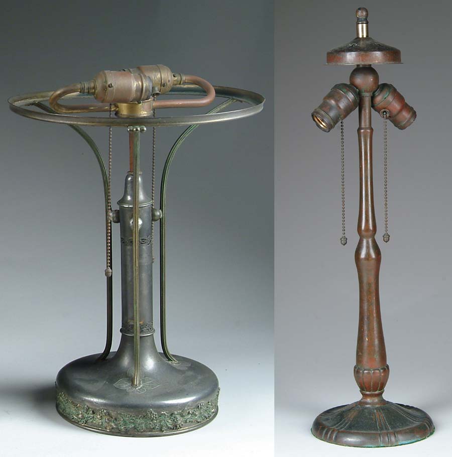 Appraisal: TWO LAMP BASES Nice Handel base has bronze tone finish