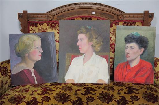 Appraisal: THREE PORTRAIT PAINTINGS BY DORA G MCCOLLISTER OHIO - Oil