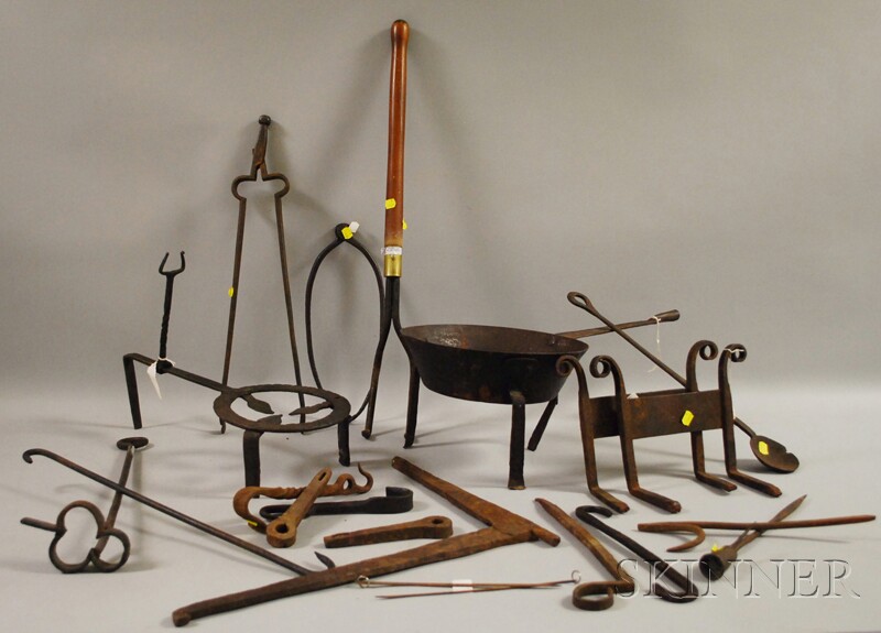 Appraisal: Approximately Twenty Pieces of Wrought Iron Hearth Fireplace and Accessory