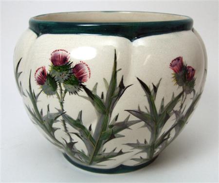 Appraisal: WEMYSS COMBE JARDINIERE CIRCA decorated with thistles impressed mark 'Wemyss'