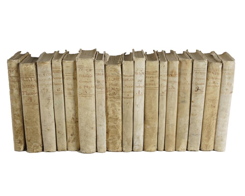 Appraisal: GROUP OF ANTIQUE VELLUM-BOUND BOOKSProvenance The Estate of James and