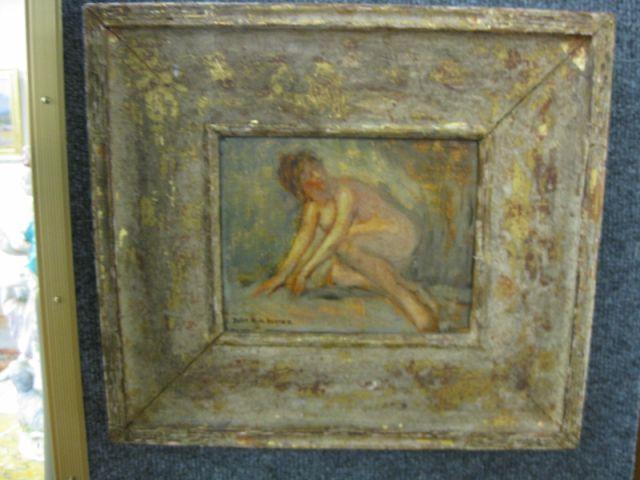 Appraisal: Duice W de Beatriz Oil of Nude Woman painted on