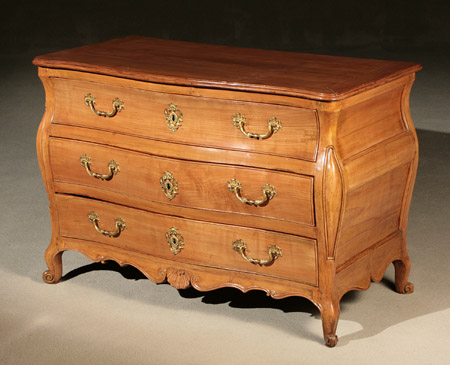 Appraisal: Louis XV Provincial Fruitwood Bomb Commode Predominantly Mid- th Century