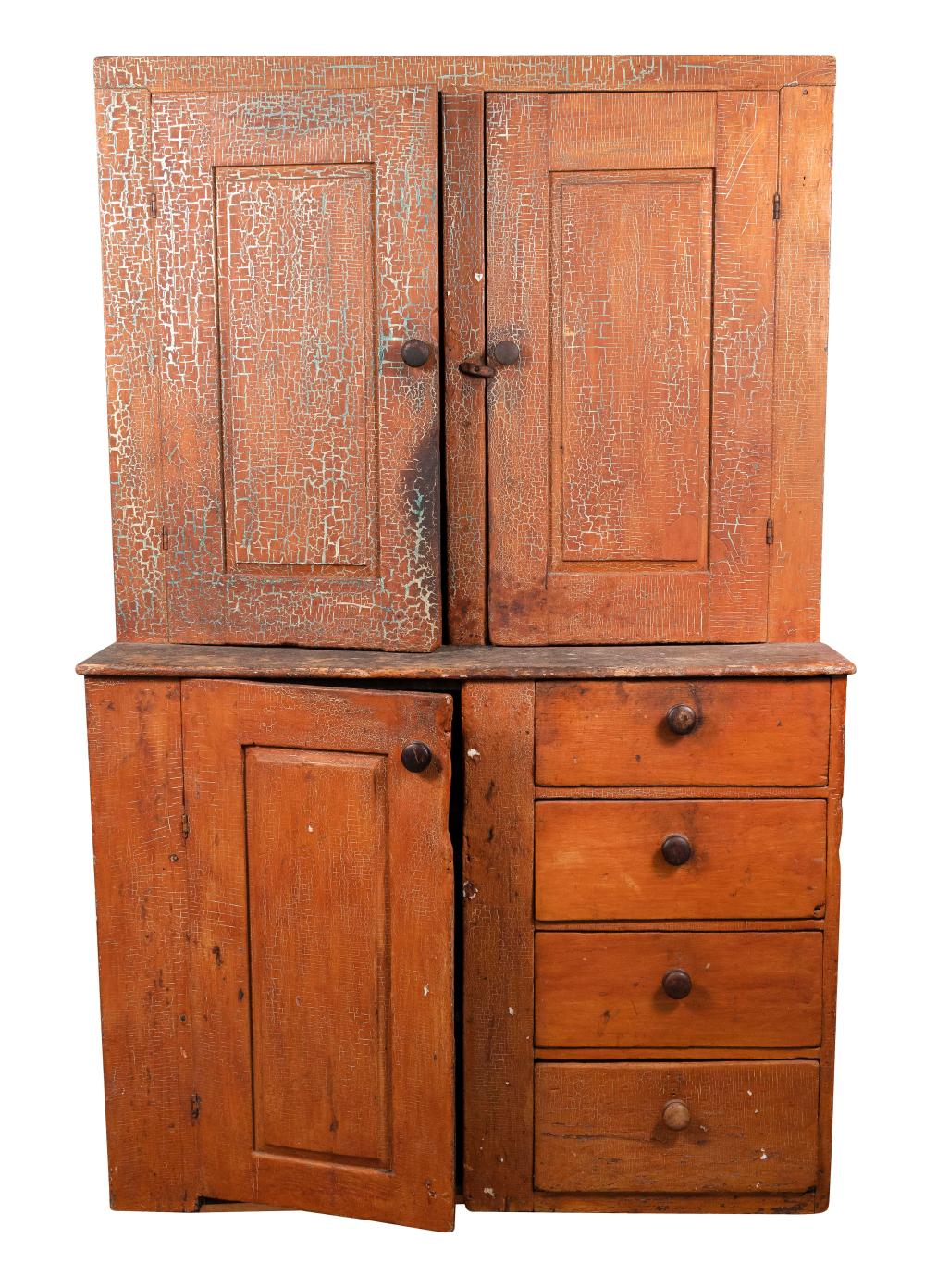 Appraisal: ONE-PART STEP-BACK CUPBOARD TH CENTURY HEIGHT WIDTH DEPTH ONE-PART STEP-BACK