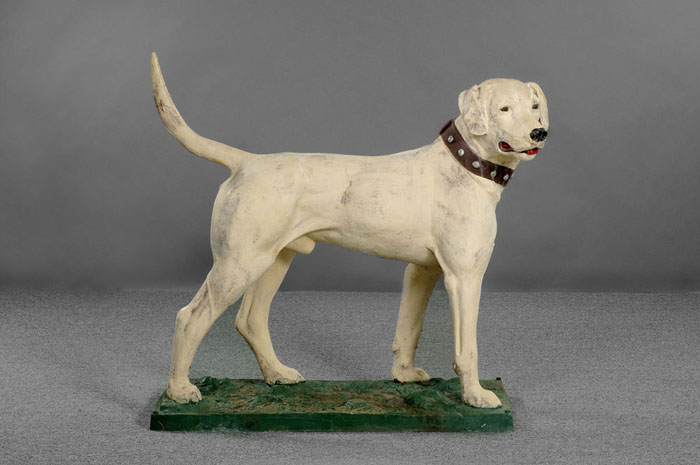 Appraisal: LARGE ZINC FIGURE OF A STANDING LABRADOR STAMPED FISKE Height