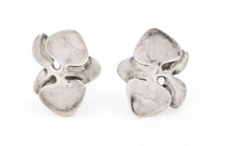 Appraisal: A Pair of Sterling Silver Floral Orchid Earclips Angela Cummings