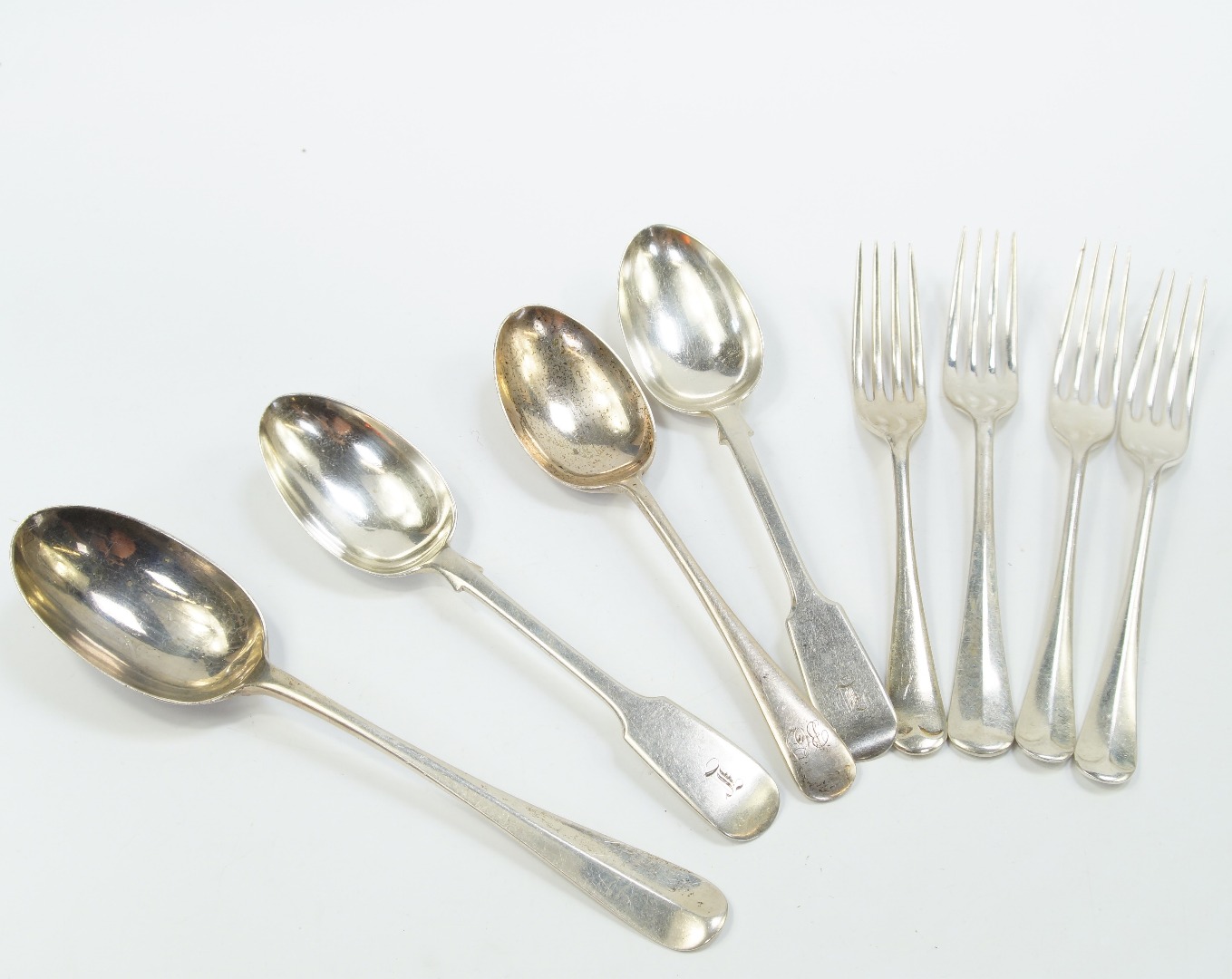 Appraisal: Silver table and dessert spoons a cream ladle table and