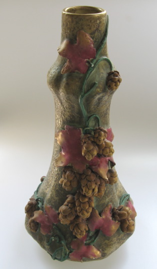 Appraisal: Austro-Bohemian Polychromed and Parcel-Gilt Pottery Vase first quarter th century