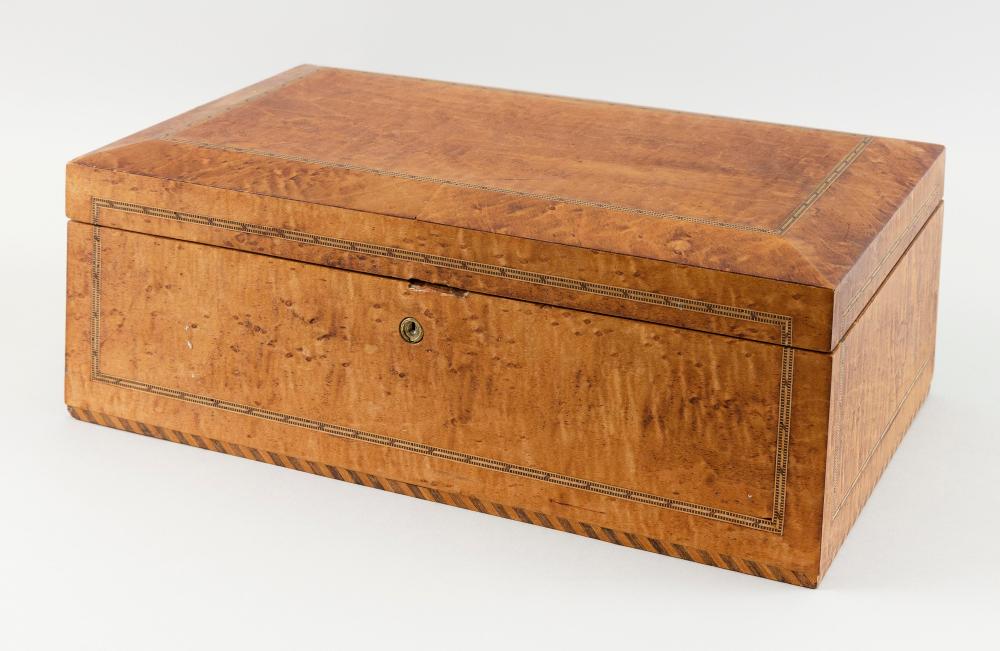 Appraisal: CURLY MAPLE DOCUMENT BOX TH CENTURY HEIGHT WIDTH DEPTH CURLY