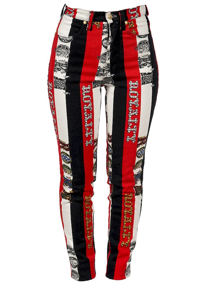 Appraisal: Vintage Versace Couture Jeans in Red Black Sz Vintage Versace