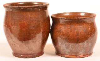 Appraisal: Two PA Glazed Redware Pottery Storage Jars Two Pennsylvania th