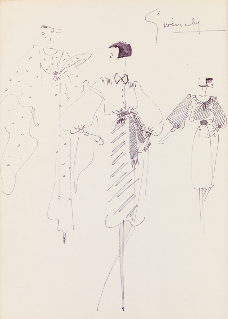 Appraisal: FASHION HUBERT DE GIVENCHY Fashion study with three figures Marker