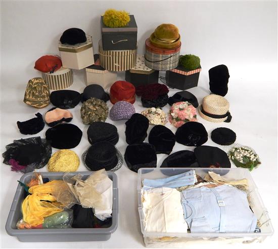 Appraisal: Generous lot of vintage hats clothes and fashion accessories c