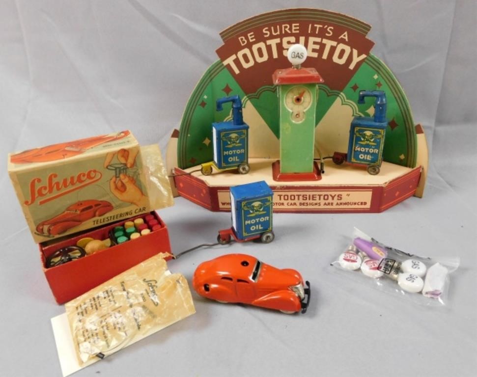 Appraisal: -PIECE TOY LOT TO INCLUDE CARDBOARDTootsietoy display high wide deep