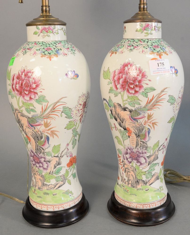 Appraisal: Pair of Chinese Famille Rose style porcelain vases Mei Ping