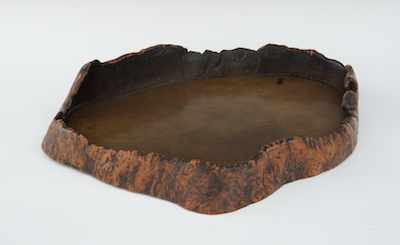 Appraisal: A Japanese Natural Burlwood Root Tray Natural undulating shape of