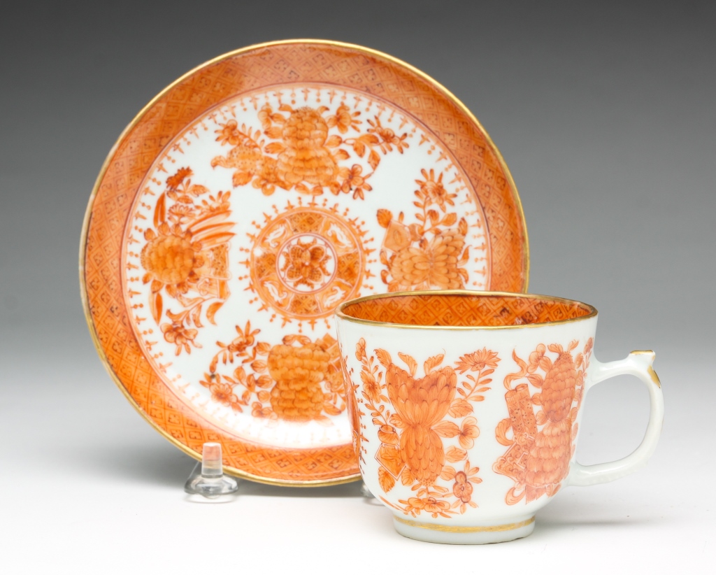 Appraisal: CHINESE EXPORT FITZHUGH CUP AND SAUCER Late th-early th century