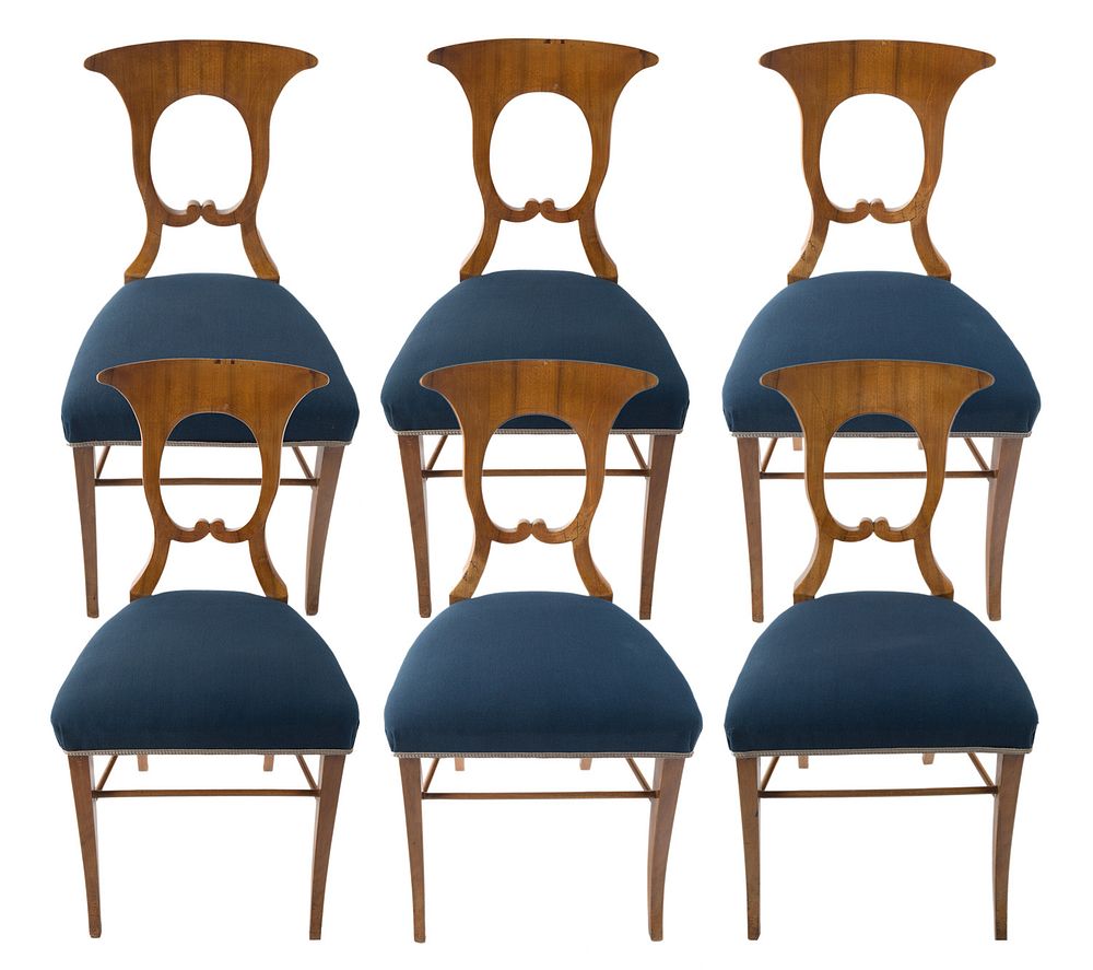 Appraisal: A SET OF SIX BIEDERMEIER WALNUT SIDE CHAIRS SECOND QUARTER