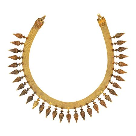 Appraisal: Etruscan Revival Gold Fringe Necklace Estimate -