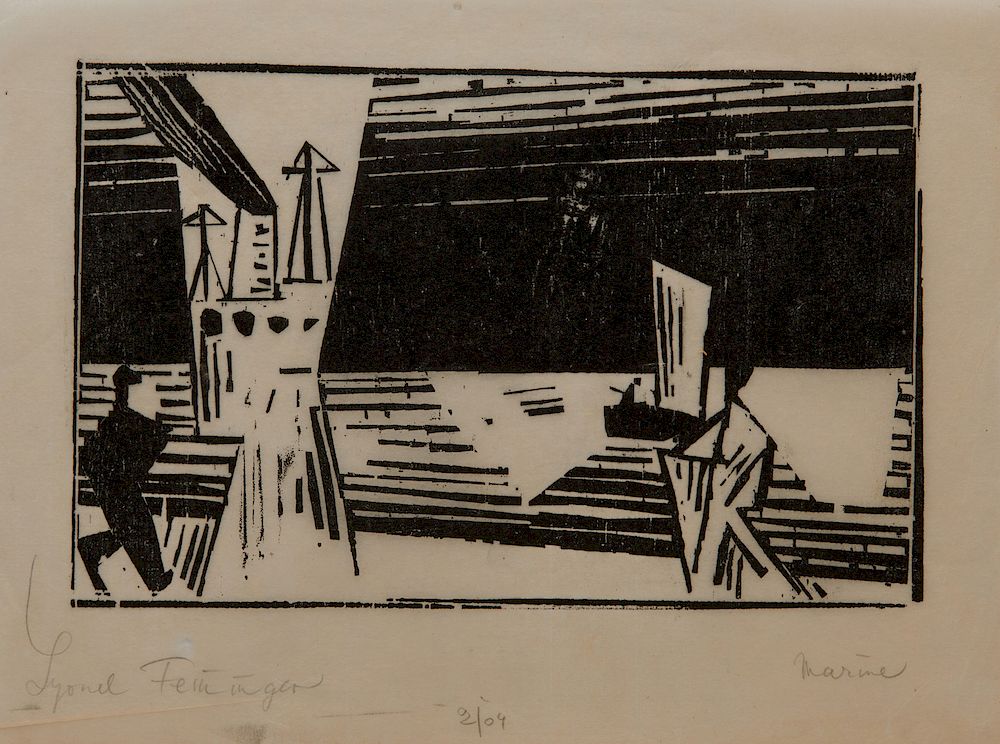 Appraisal: LYONEL FEININGER American German - Marine - mit zwei Figuren