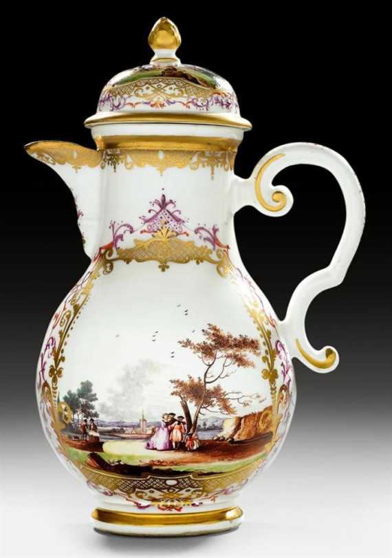 Appraisal: COFFEE POT AND LID Meissen circa - Underglaze blue sword