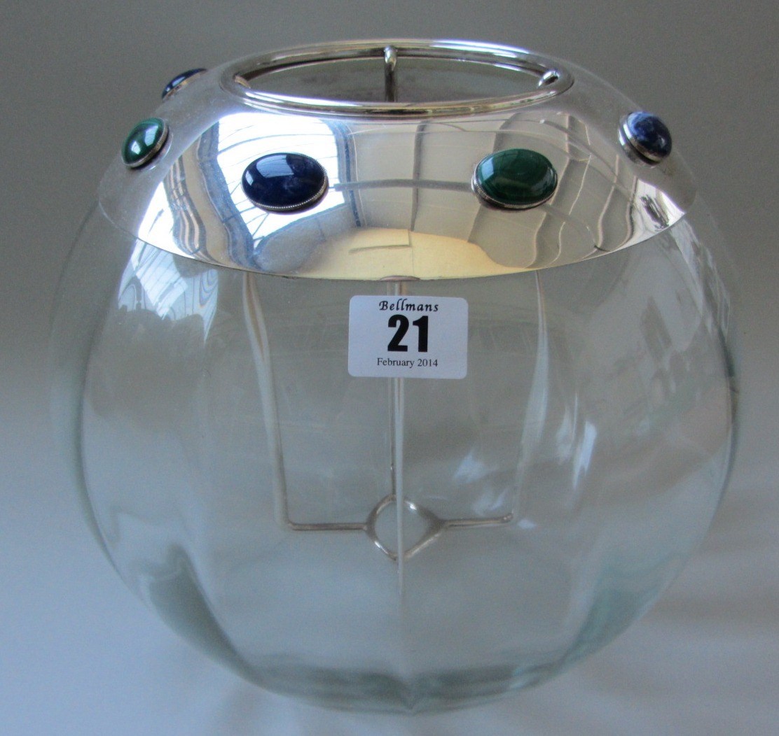 Appraisal: A modern glass wine cooler the circular faceted body with