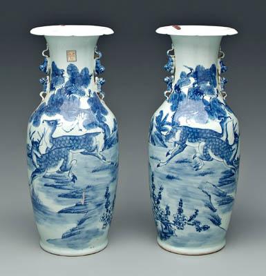 Appraisal: Pair Chinese porcelain floor vases blue and white with scalloped