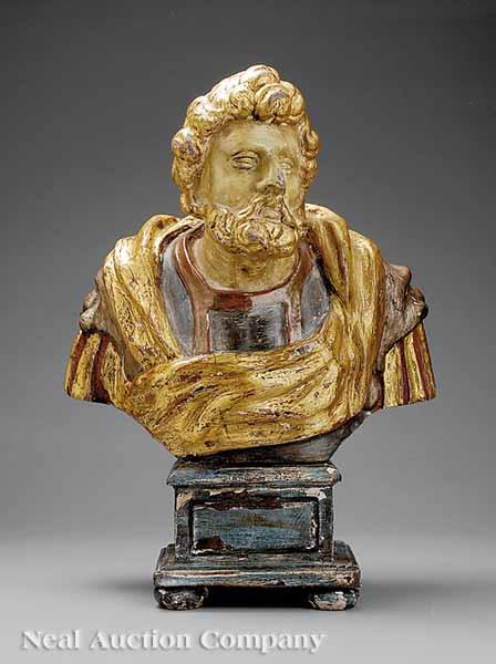 Appraisal: An Italian Polychrome Plaster Bust after the Antique with gilt