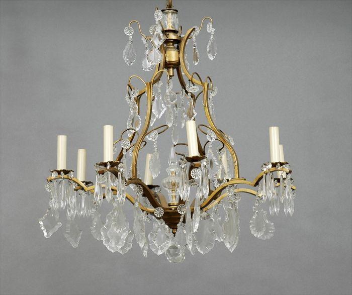 Appraisal: Louis XV-Style Gilt-Metal and Cut Glass Eight-Light Chandelier Approx in