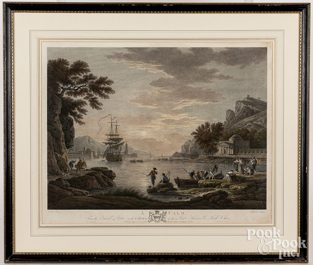 Appraisal: Pair of Claude Vernet color engravings Pair of Claude Vernet