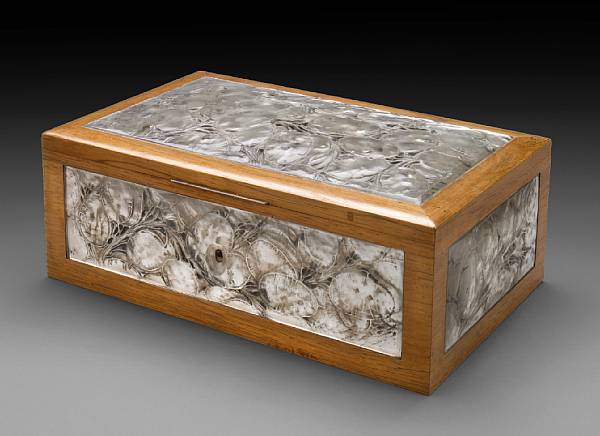 Appraisal: A Ren Lalique molded glass and walnut coffret Monnaie du