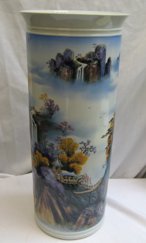 Appraisal: A CHINESE DECORATED PORCELAIN UMBRELLA STAND having scenic design on