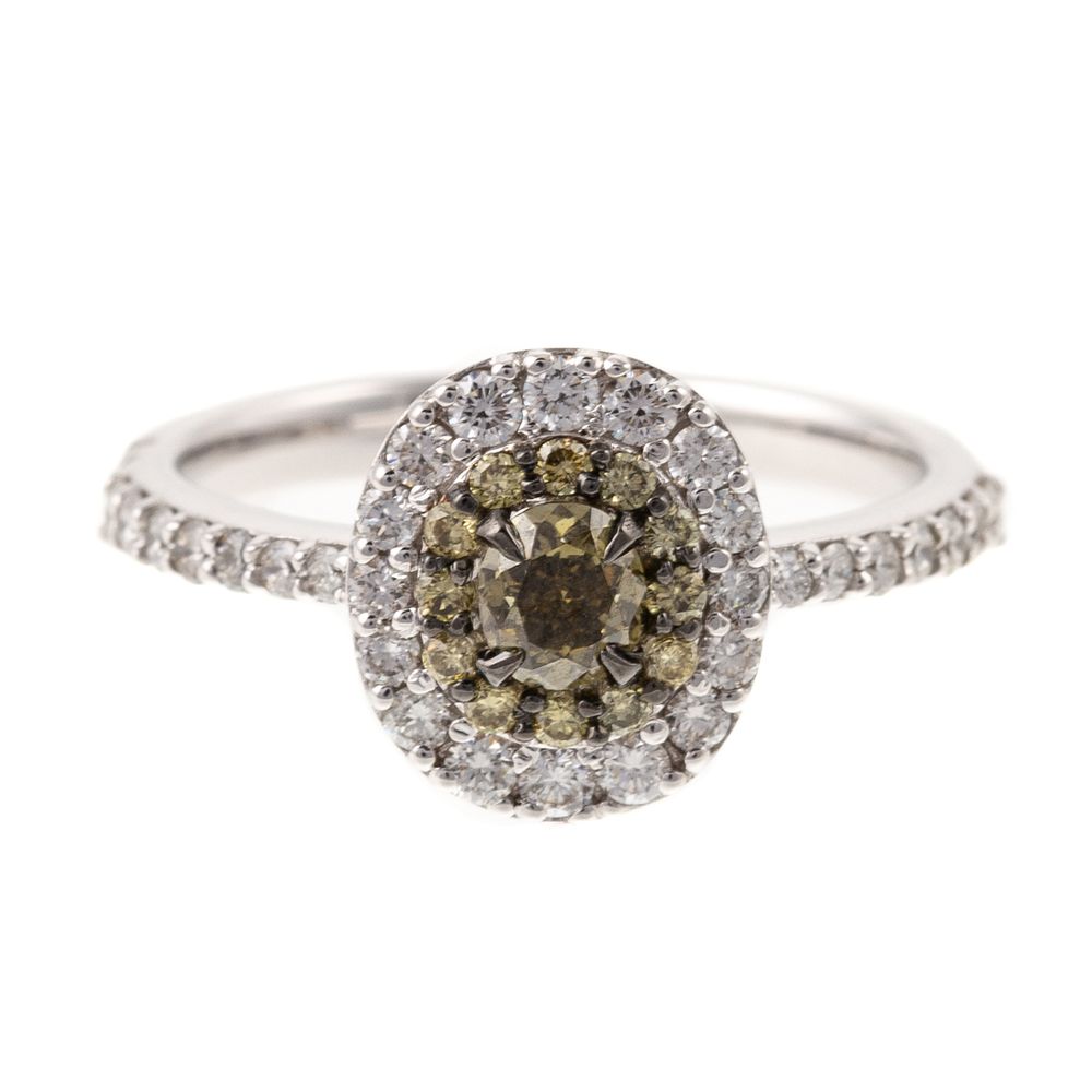 Appraisal: A Fancy Green Diamond Diamond Halo Ring in K K