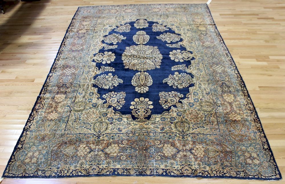 Appraisal: Antique and Finely Hand Woven Roomsize Kerman Carpet From a