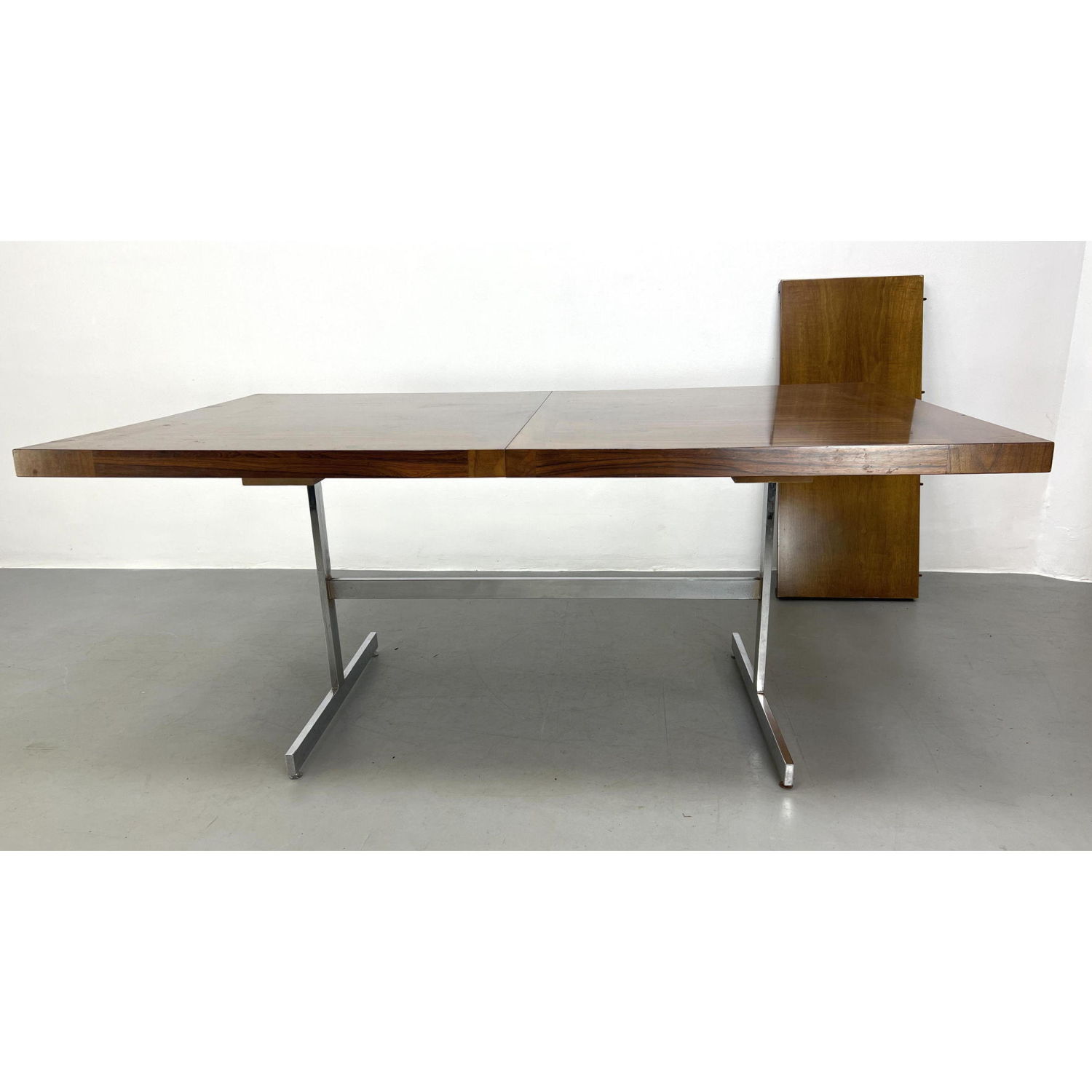 Appraisal: Milo Baughman style Rosewood Dining Table Double Chrome Reverse T