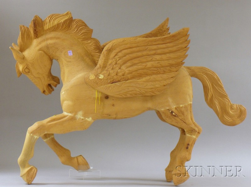 Appraisal: Carousel-style Carved Wood Pegasus Horse Figure approx ht lg in