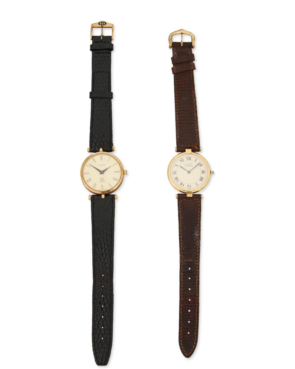 Appraisal: TWO WRISTWATCHESTwo wristwatches Including a Must de Cartier wristwatch with