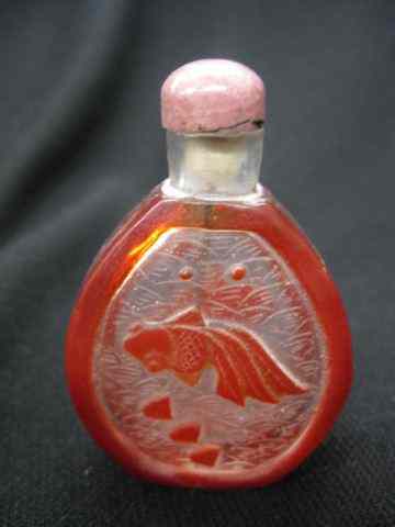 Appraisal: Chinese Peking Cameo Glass Snuff Bottle coy red trim -