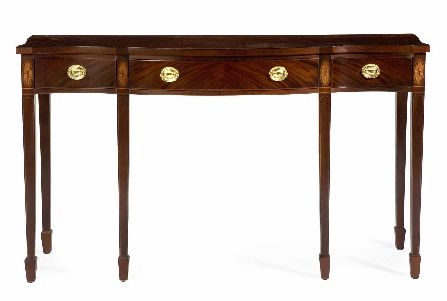 Appraisal: A George lll style inlaid mahogany sideboard of serpentine outline