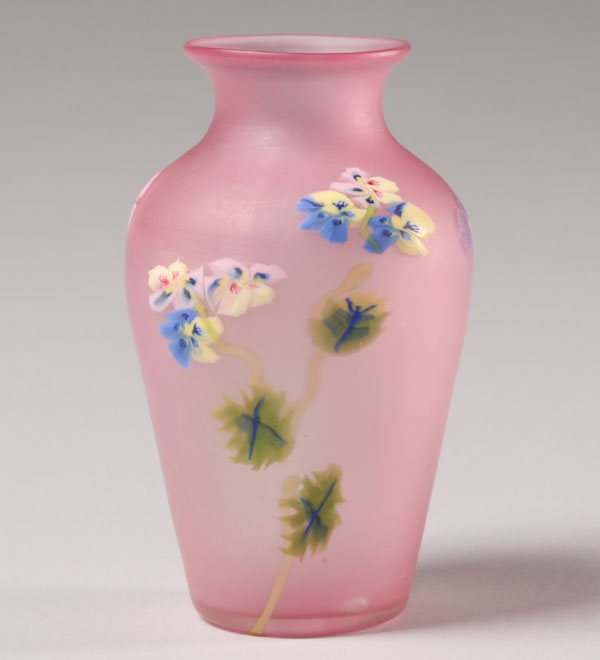 Appraisal: Fratelli Toso Floreale art glass vase Pink body applied with