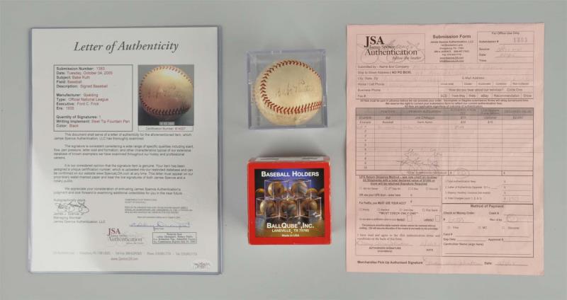 Appraisal: Autographed Babe Ruth Baseball Circa It's on a Spalding Official