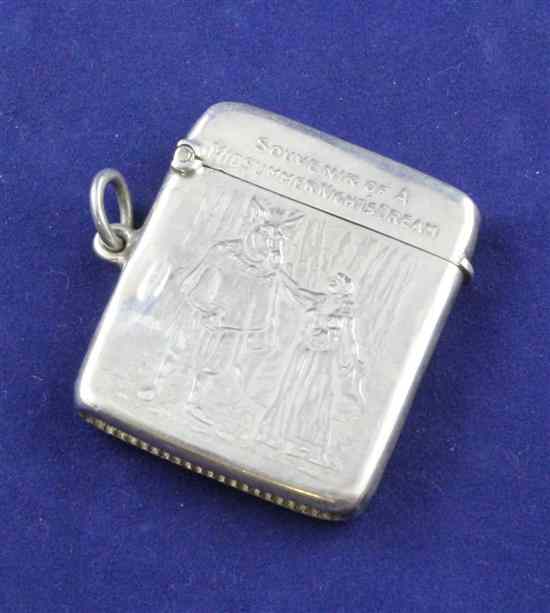 Appraisal: An Edwardian silver vesta case ''Souvenir of a Midsummer Night's