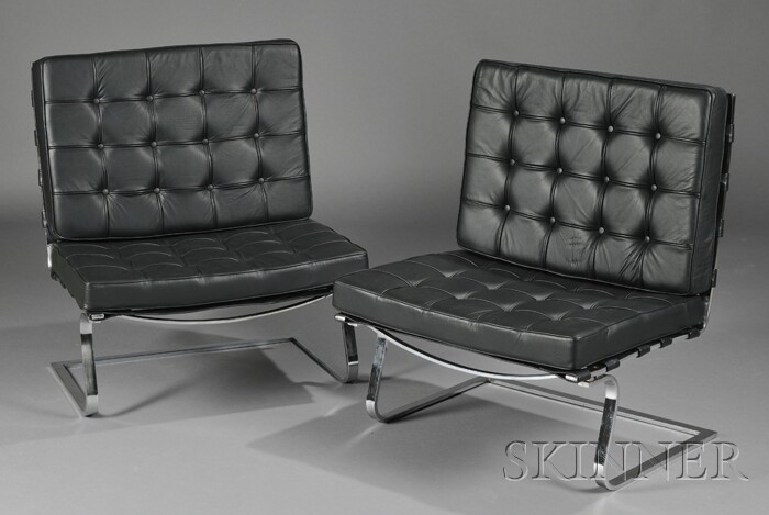 Appraisal: Pair of Mies Van Der Rohe Tugendhat Chairs Leather and