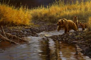 Appraisal: River Grizzlies by Paco Young Paco Young - oil on