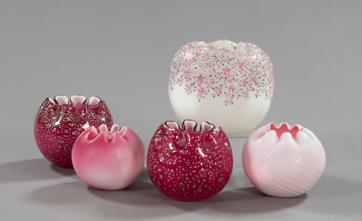 Appraisal: Attractive Group of Five Globular Glass Vases consisting of a